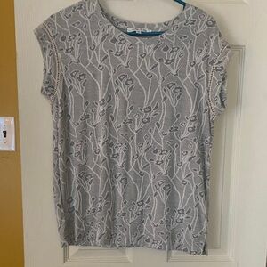 Chic Gray Floral Women's Top